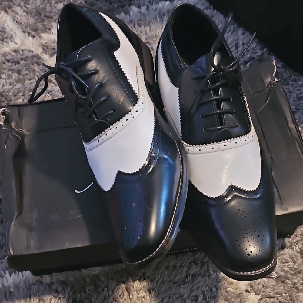 Classic Black and White Men's Dress Shoes